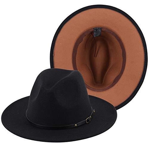 Chic Colorblock Fedora Hat (Black)